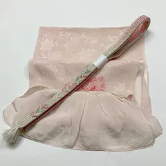 ［7459］帯締め 帯揚げ セット 楓蔓文様 銀糸 正絹 着物 帯絞め