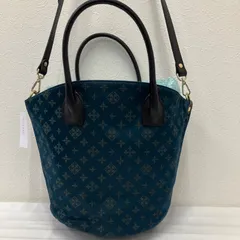 1072　russet　ラシット　ハンドバッグ　 2way　ショルダーバッグ　モノグラム　 総柄　グリーン系　緑　ナイロン　 レザー　ラウンドカット2wayトートバッグ　 タグあり　レディース