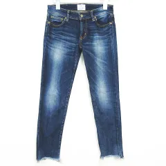 アングリッド UNGRID デニム パンツ ジーンズ カットオフ フリンジ ストレッチ 24 ブルー ウォッシュ加工 kz14581