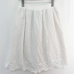アースミュージック&エコロジー EARTH MUSIC & ECOLOGY フレア スカート 膝下丈 綿 F オフホワイト レース kz14696