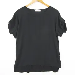 ドレスキップ DRESKIP カットソー ブラウス 半袖 L ブラック 異素材切替 kz14706