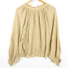 ミスティック mystic バックオープン シフォン ブラウス 長袖 レーヨン F ベージュ kz14727