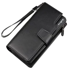 【新品】財布 メンズ 長財布 高級 二つ折り 大容量 革 カードケース 小銭入れ付 紳士 ビジネス プレゼント 専用ケース付き (ブラック) e2060e79