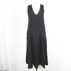 アースミュージック&エコロジー EARTH MUSIC & ECOLOGY ノースリーブ マキシ丈 ワンピース 綿 F ブラック kz14777