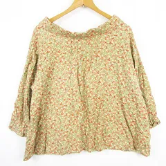 サマンサモスモス SM2 オフショルダー ブラウス 長袖 麻 レーヨン F ベージュ 花柄 kz14814