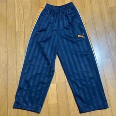 PUMA ネイビー×オレンジ ストライプ ジャージパンツ SS メンズ