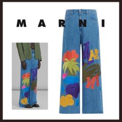 MARNI × No vacancy inn アップリケ ワイドデニムパンツ タグ付✨MARNI × No vacancy inn アップリケ デニムパンツ - メルカリ