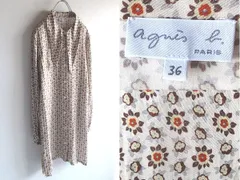 定価39600円 agnes b. アニエスベー ICM9 ROBE ボウタイ襟 スモールフラワープリント レーヨン シャツ ワンピース 36 ルーマニア製のサムネイル