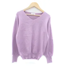アー・ヴェ･ヴェ ミッシェルクラン a.v.v ニット カットソー Vネック 長袖 無地 S 紫 パープル /HO24