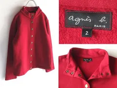 agnes b. アニエスベー 2020AW M001 CARDIGAN 多連スナップ釦 パールボタン スウェット スタンドカラー カーディガン プレッション 2 赤