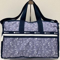 1081 양품 LeSportsac 레스포삭 보스톤백 2way 여행 대용량 미디엄 위크엔더 BT21 콜라보 인디고 감계계 나일론 경량 레이디스