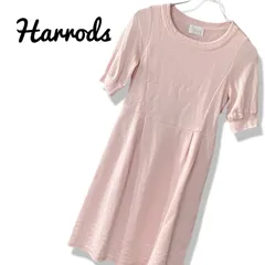 Harrods ハロッズ ピンク 半袖 ニットワンピース シルク混 レーヨン 膝丈 日本製 レディース Mサイズ相当 上質素材 エレガント フェミニン 097TYのサムネイル