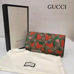 グッチ 573840 ストロベリー いちご プリント GG ウォレット 長財布 レディース - ISItems【USED】【古着】【中古】50155205