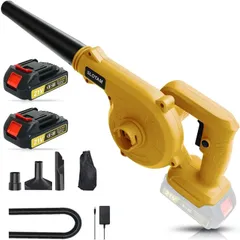 充電式ブロワ ブロアー 小型 充電式 ブロワ 1台2役 大容量バッテリ一2個搭載 洗車後の水滴吹き飛ばし イエロー CXJ-YEL-A1