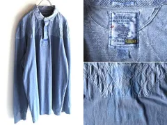 希少 廃盤ライン RALPH LAUREN RUGBY ラルフローレン ラグビー 製品染 ビンテージ加工 コットン天竺 ラガーシャツ 2XL フェードブルー 青のサムネイル