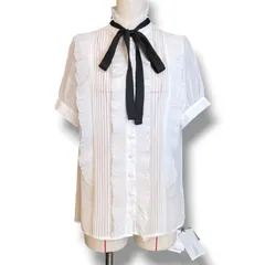 新品 未使用 タグ付き Sov. ソブ フリルリボンタイブラウス 半袖シャツ トップス 0504-040-202 白 ホワイト サイズ38 レディース 夏 ゴーゴー古着マルイファミリー溝口店 1 No.598のサムネイル