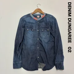 DENIM DUNGAREE デニムダンガリー☆バンドカラーデニムシャツ 02 ブラウス パッチワーク 刺繍のサムネイル