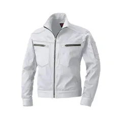 〔村上被服製〕 ブルゾン/作業着 〔シルバーグレー サイズ6L〕 ストレッチ素材と横からも装着ファスナー 綿 ポリエステル 3203