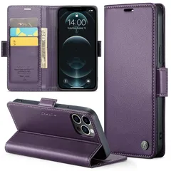 6.7インチ対応（パープル） 12promax IPhone ， ギフト シンプル気質 人気上品な 手触りが良い 軽量 スタンド機能 カード収納 サイドマグネット 全面保護 耐摩擦 耐衝撃 高PUレザー アイフォン12ProMaxスマホケース 携帯カバー 1