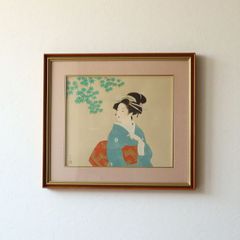 上村松園、待月、希少画集画、新品額装付 - メルカリ