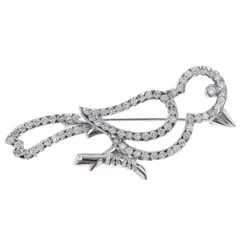 K18WG ホワイトゴールド ブローチ ダイヤモンド 0.62ct バード 鳥 モチーフ【新品仕上済】【zz】【中古】