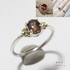 テリが美しい✳︎ベキリーブルーガーネットK10粒々ミル打ちシルバー