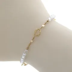 K18YG イエローゴールド ブレスレット 透明石 多面カット オープンボール サークル ペタルチェーン 18cm【新品仕上済】【zz】【中古】