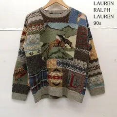 ローレンラルフローレン 90s 乗馬 野鳥 両面 マルチ パッチワーク ウール ニット セーター メンズ M ISItems【USED】【古着】【中古】50155338のサムネイル