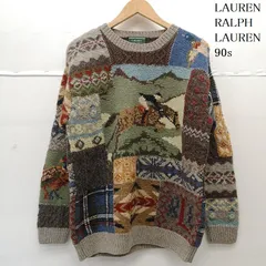 ローレンラルフローレン 90s 乗馬 野鳥 両面 マルチ パッチワーク ウール ニット セーター メンズ M ISItems【USED】【古着】【中古】50155340のサムネイル