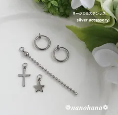 ✴︎ 揺れて変わる、私だけの組み合わせ ✴︎ 《 フープイヤリング＋チャームセットA 》570（オールサージカルステンレス）