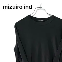 mizuiro ind ミズイロインド ブラック ワンピース ロング丈 マキシ 長袖 クルーネック ウール100% 毛 日本製 098TY レディース Lサイズ相当 上質素材 美シルエット 無地 シンプル エレガント フォーマル マザーリバイバル 098TY