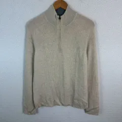 Calvin Klein カルバンクライン ハーフジップニット ウール100% ベージュ Mサイズ メンズ 古着 モード シンプル