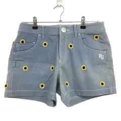 パーリーゲイツ ショートパンツ ライトブルー ヒマワリ総柄 ストレッチ 30周年 レディース 1(M) ゴルフウェア PEARLY GATES