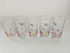 【早めに来た週末セール！？　4/13(月) 10時まで！】【沖縄・離島は要購入前連絡】ADERIA GLASS　アデリアグラス　BONHEUR　ボヌール　食器　コップ　グラス　タンブラー　花柄　5個セット　※バラ売り不可
