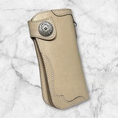 BEAMZ SQUARE 長財布 コンチョ付き レザーウォレット 本革 アメカ風