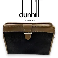dunhill ダンヒル クラッチバッグ セカンドバッグ ポーチ 総柄 キャンバス レザー メンズ