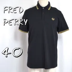 【極美品】FRED PERRYフレッドペリー 英国製・最高峰モデル M12 コットンピケ ポロシャツ 40(JPN L～XL) 黒ブラック×金ゴールド 【古着】【中古】【送料無料】