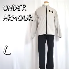 【美品】UNDER ARMOURアンダーアーマー UAラッシュ フリース セットアップ 上下セット L ライトグレー×黒ブラック 【古着】【中古】【送料無料】
