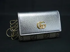 ■新品同様■ GUCCI グッチ 456118 0416 GGマーモント GGスプリーム PVC 6連 キーケース 鍵入れ グレージュ系×シルバー系 FY1062