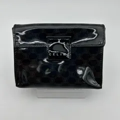 CELINE  （セリーヌ） マカダム柄 ミニポーチ 化粧ポーチ エナメル     【中古】