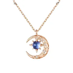 【新品】 [uz alotfactory] 星と月 ネックレス かわいい 量産型 地雷系 ハンドメイド (ピンクゴールド) 0
