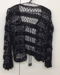 【中古・現状品】レキップ　ヨシエイナバ　スパンコールニットカーディガン　サイズSくらい　K-486
