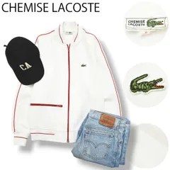 90s ヴィンテージ シュミーズ ラコステ CHEMISE LACOSTE トラック ジャケット ジャージ ブルゾン ジャンパー ジップアップ ワニロゴ ワッペン 2 ホワイト x レッド メンズのサムネイル