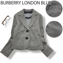 バーバリー ロンドン ブルーレーベル BURBERRY LONDON BLUE LABEL 2B スウェット シングル テーラード ジャケット 裏地 パイル ナイトロゴ 38 グレー レディース♪