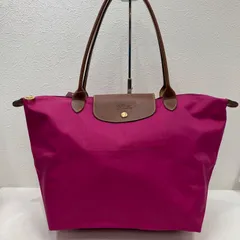 1364　LONGCHAMP　ロンシャン　 トートバッグ　ルプリアージュ　ピンク系　 ナイロン　レザー　大きめ　A4対応　 レディースのサムネイル