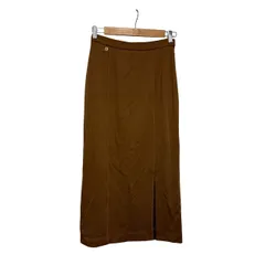  レオナール LEONARD レディース ロングスカート ウール ニット スリット サイズ70 茶 ブラウン 0322390【ZK102】のサムネイル