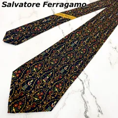 【美品】サルヴァトーレフェラガモ Salvatore Ferragamo ネクタイ シルク100% 総柄 ヴィンテージ vintage イタリア製