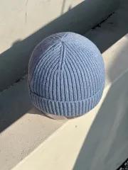 M ヴィンテージ ライトブルー 無地 ビーニー 帽子