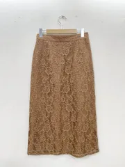 NATURAL BEAUTY BASIC ナチュラルビューティーベーシック 花柄 レース ロング スカート sizeM/茶 ■■レディース