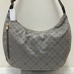 1083　russet　ラシット　ショルダーバッグ　 ワンショルダー　モノグラム　総柄　 グレー×水色系　ナイロン　軽量　ラウンドビッグショルダー　ハーフムーン型　レディース